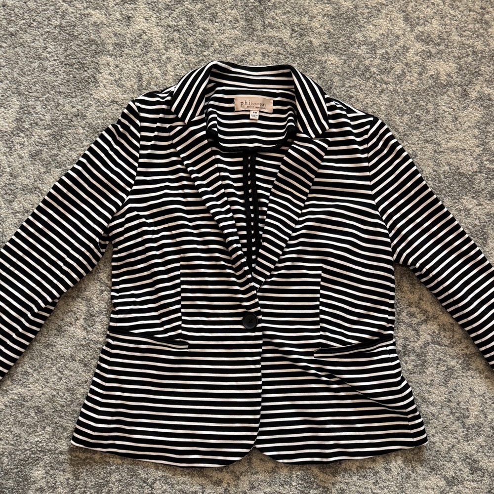 Philosophy Republic Clothing Black and White Blazer